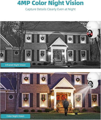 CKK 3K Solar Security Camera Wireless Outdoor, 360 Degree PTZ, PIR Motion Detection, Color Night Vision, 2-Way Talk, IP66 Waterproof, Audible & Floodlight Alarm for Home, Garage and Yard