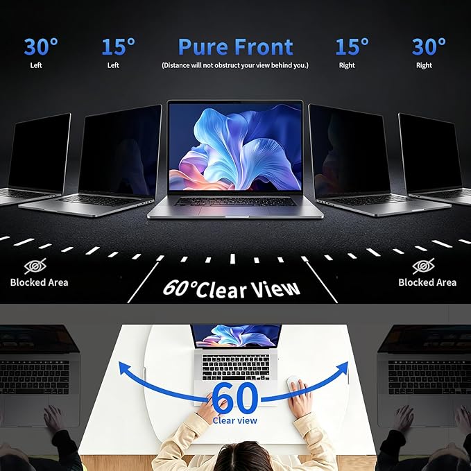 14 Inch 16:9 Laptop Privacy Screen Filter - Computer Monitor Privacy Shield Anti Glare and Blue Light Protector 1-Pack