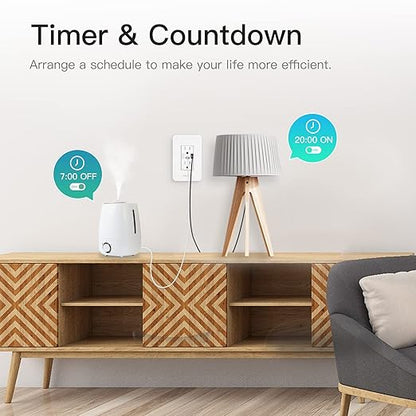 MOES Smart Wall Outlet 2 Pack, with USB C Ports, 2.4GHz WiFi in-Wall Socket Plug, Compatible with Alexa Ggoole Assistant, S