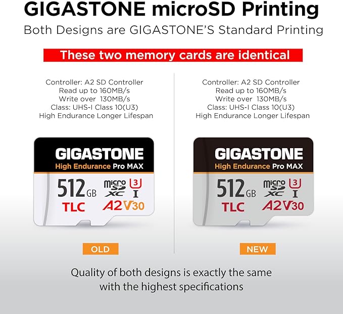 [5-Yrs Free Data Recovery] GIGASTONE 512GB Micro SD Card, TLC High Endurance Pro MAX, Speed Up to 180/150 MB/s, Compatible with REDTIGER Rove VIOFO VANTRUE PRUVEEO Dash Cam, MicroSDXC UHS-I A2 V30 U3