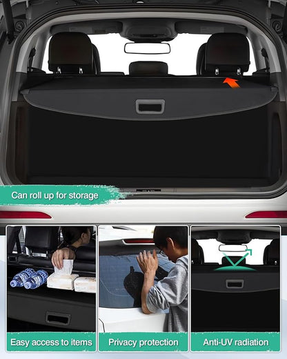 Powerty Cargo Cover for 2020-2025 Lincoln Corsair Accessories Trunk Cover Retractable Trunk Shielding Shade Cargo Luggage Cover Black
