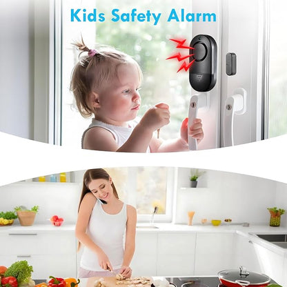 120DB Door Window Alarms for Kids Toddler Safety & Home Anti Intrusion, Entry Alert Chime Triggered When Opened for Store Household Apartment, 6 Pack Black
