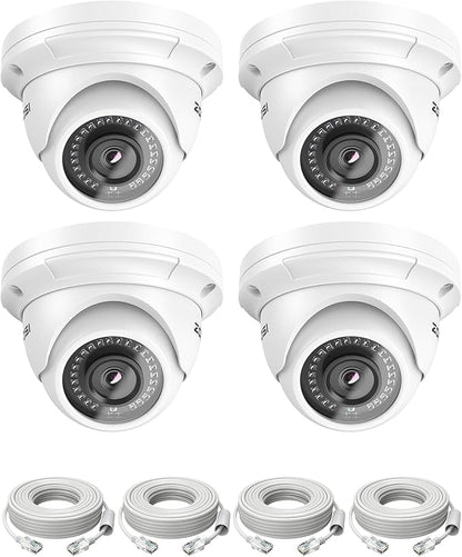 ZOSI 4 Pack 5MP Add-on PoE Security Cameras with Etherent Cables, Outdoor Indoor Home Dome Camera with Night Vision, IP66 Weatherproof, Only Compatible 4K/5MP NVR(Model:ZR08HN,ZR16HK,ZR16HB)