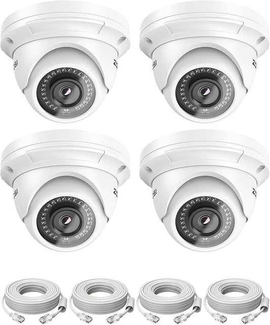 ZOSI 4 Pack 5MP Add-on PoE Security Cameras with Etherent Cables, Outdoor Indoor Home Dome Camera with Night Vision, IP66 Weatherproof, Only Compatible 4K/5MP NVR(Model:ZR08HN,ZR16HK,ZR16HB)
