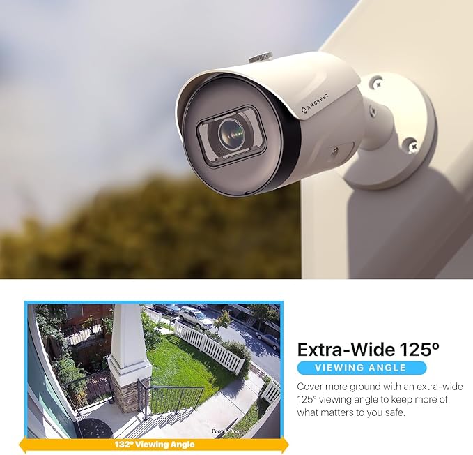 Amcrest 2-Pack UltraHD 4K (8MP) Bullet POE IP Camera, 3840x2160, 98ft NightVision, IP67 Weatherproof, 125° FOV, Supports up to 256GB MicroSD Recording, White (2PACK-IP8M-2496EW-AI-V3)