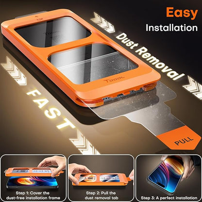 TOCOL Screen Protector Compatible with iPhone 15 6.1", 2 Pack Military Grade Aerospace Tempered Glass 9H+ Hardness 12Ft Shatterproof Drop Protection Sensitive Touch Easy Installation Bubble-Free Anti-Scratch Case Friendly Clear