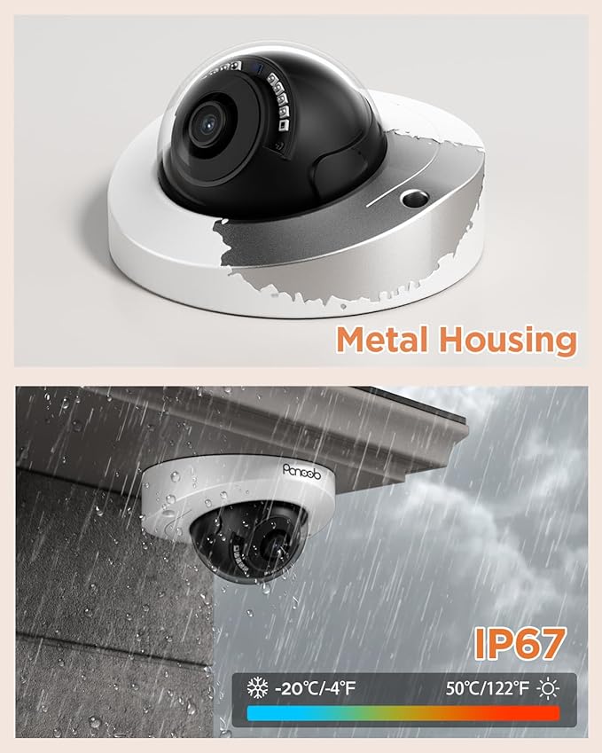 8 Channel Security Camera System, 8Pcs 5MP Wired Outdoor Surveillance IP PoE Dome Cameras with AI Person Vehicle Detection, Remote Access, Built-in Mic, 8CH 5MP PoE NVR 2TB HDD, PD63A0808-5M