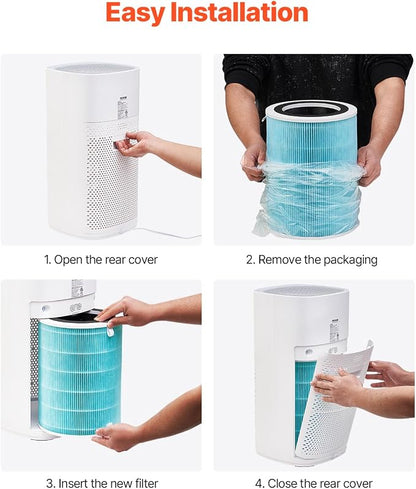 VEVOR Air Purifier Replacement Filter, H13, 3-in-1 Compact & Lightweight Replacement Filter with Durable PP Pre-Filter, Easy-to-Grab Purifier Filter with Activated Carbon, Fit for Cylindrical Purifier