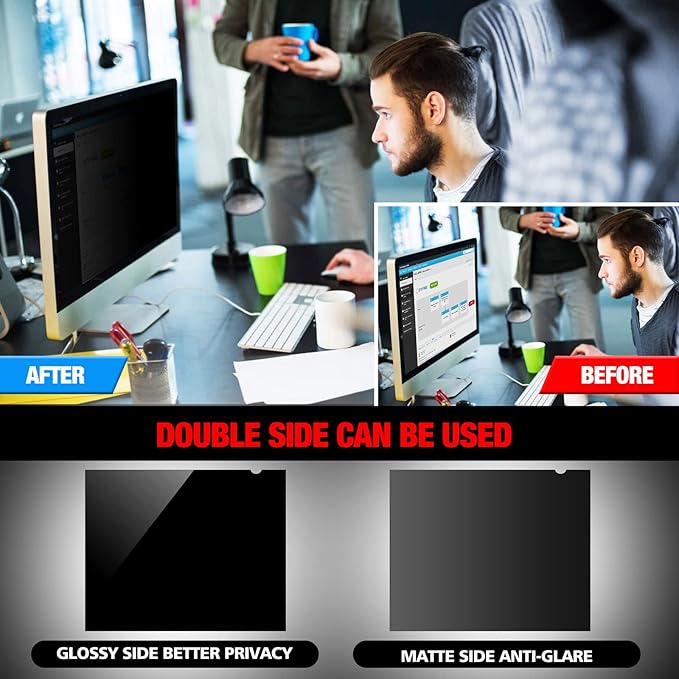 Computer Privacy Screen Filter for 21.5 Inch 16:9 Widescreen Monitor, Anti-Spy/Anti Glare Protector Office Accessories - WxH: 18 3/4" x 10 9/16" (476mm x 268mm)
