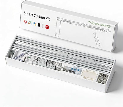 Smart Curtains, Universal Electric Curtain Accessories Installation Kit, Aluminum Alloy Thickened Silent Track 204.7''(5.2m), Including a Complete Set of Accessories, Excluding Curtain Motor