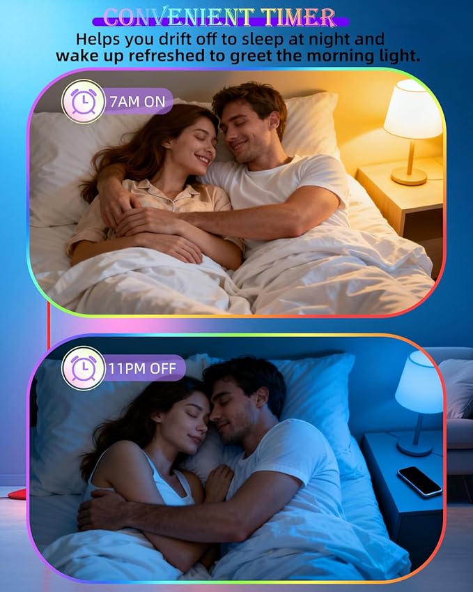 9W E27 RGBCC Smart Light Bulbs, 2.4G WiFi Bluetooth 800LM Color Temperature Changing LED Bulb with Alexa Google Assistant for Bedroom Parties Decoration, Voice Control Compatible, 2 PCS
