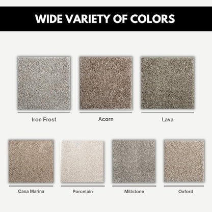 Smart Squares Easy Street Premium Plush Carpet Tiles, Made in USA – 18x18 Peel and Stick Floor Tiles with Attached Padding – Seamless DIY Carpet Squares (2.5 Sq Ft, 1 Tile, 1970 Millstone)