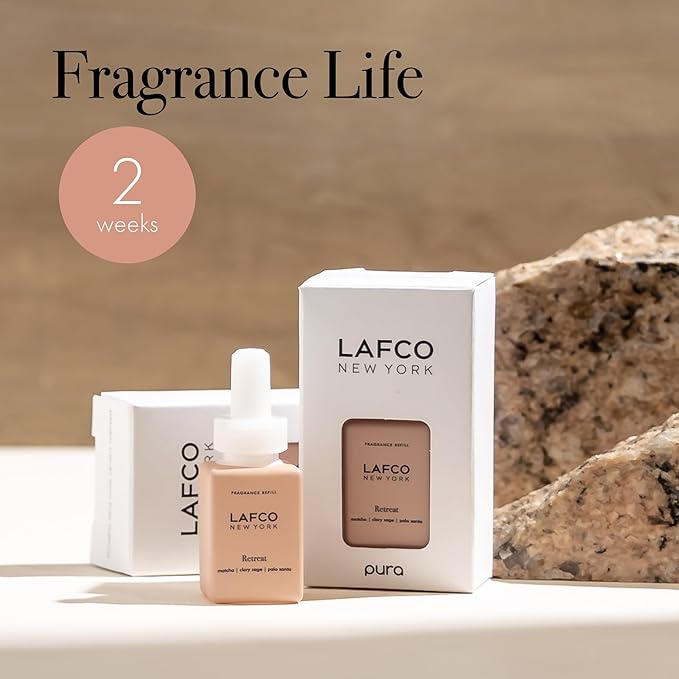 LAFCO New York Pura Smart Device Refill, Retreat - Pack of 2 - Vial Delivers Up to 2 Weeks of Fragrance Life - Made in the USA