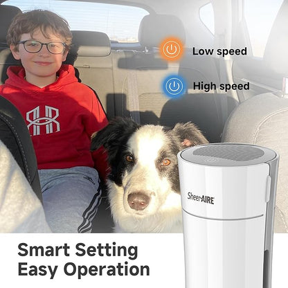 Home & Car HEPA Air Purifier USB-C Charging Ultra-Quiet 22dB Compact Design Night Light 360° Outlet Suitable for Car Interiors Desks Dorms & Pet Crates