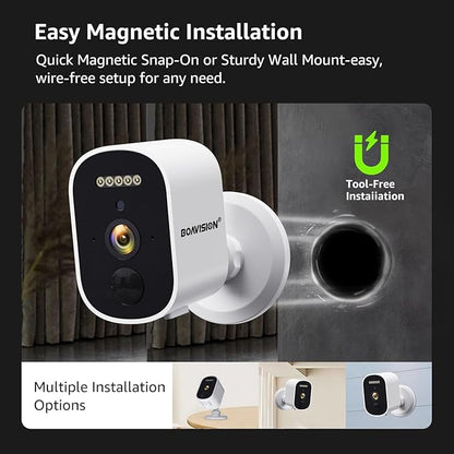 BOAVISION Solar Security Cameras Wireless Outdoor for Home Security, 2K Color Night Vision WiFi Surveillance Home Camera with Solar Panel, Spotlight, PIR Detection, 2-Way Talk