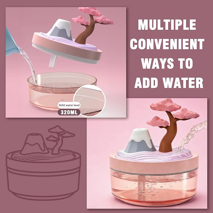 Cherry Blossom Cool Mist Humidifier, Whisper-Quiet Air Humidifier with Night Light for Nursery, Office, Home Decor