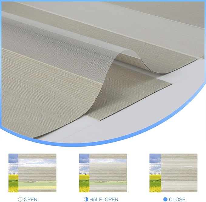 MING CHEN Motorized Blinds with Remote,Built-in Rechargeable Smart Blinds, Custom Size Electric Zebra Blinds Compatible with Alexa Google (90% Blackout Fine Lines Yellow)
