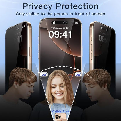 JETech Privacy Full Coverage Screen Protector for iPhone 16 Pro Max 6.9-Inch, Black Edge Anti-Spy Tempered Glass Film with Easy Installation Tool, Case-Friendly, 2-Pack