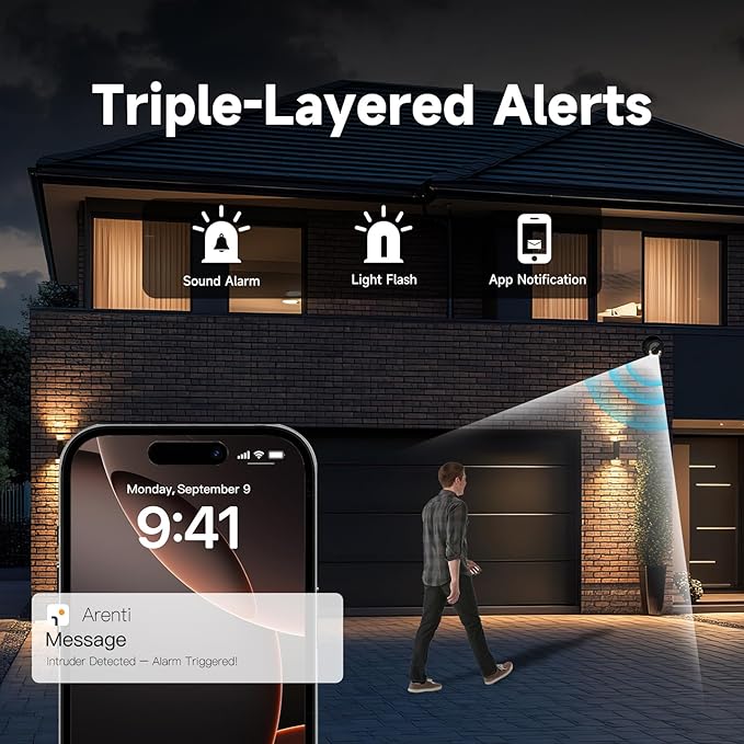 ARENTI PoE Security Camera System, 5MP PoE Cameras Outdoor with H.265 8CH NVR for Home Surveillance System, AI Detection, 2 Way Audio, No Subscription, 2TB HDD, 24/7 Recording