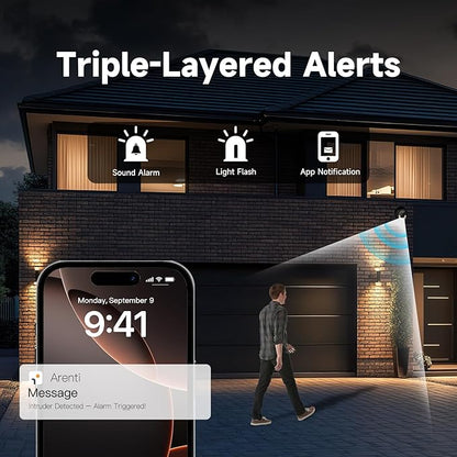 ARENTI PoE Security Camera System, 5MP PoE Cameras Outdoor with H.265 8CH NVR for Home Surveillance System, AI Detection, 2 Way Audio, No Subscription, 2TB HDD, 24/7 Recording
