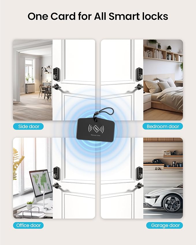 Veise VK01 IC Cards for Smart Lock, 13.56MHz RFID Key Fobs, 3 Pcs | Access Card for Keyless Entry Door Locks, Smart Deadbolt Key Compatible to Multiple Apps, Easy to Set up