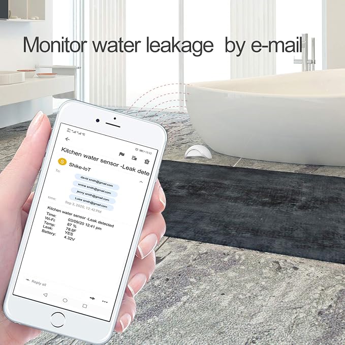 Water Leak Sensor Alarm Wireless Mini Flood Detector for Alarm System and Smart Home Automation, Water Sensor for Kitchen Bathroom Basement