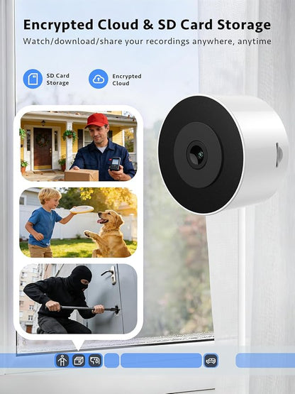 Septekon 5G Window Security Camera 2 Pack, No Drill 18°Tilt Mount