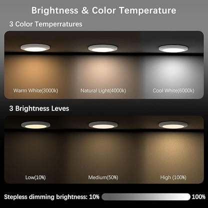 Koopala Battery Operated LED Ceiling Lights Fixture with Auto Motion Sensor, Body Sensor Ceiling-Mounted Lamps with 3 Colors/Brightness, Motion Detection Magnetic Flush Ceiling Light for Closet Shower