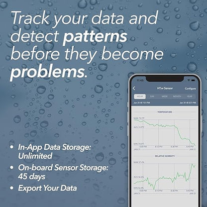 SensorPush HT.w Smart Temperature Sensor & Humidity Sensor - Thermometer & Hygrometer w/App Monitoring - Water Resistant Temperature and Humidity Monitor w/Heat Index for RV, Fridge & More