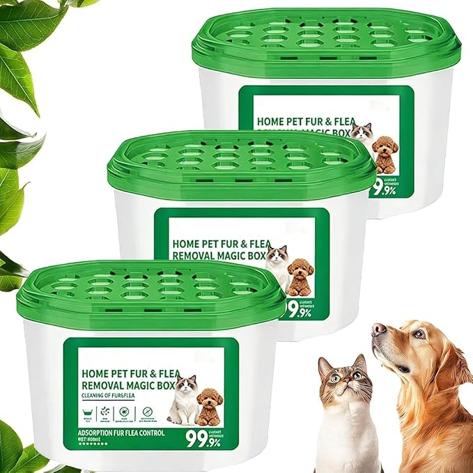 Home Pet Fur & Odor Removal Magic Box, Portable Pet Hair Remover & Odor Eliminator, 360° Cleaning Coverage for Sofa Carpet Bed, Ideal for Home Bedroom Living Room Pets Areas (3)
