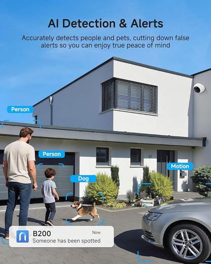 Noorio Security Camera Wireless Outdoor, Magnetic Cameras for Home Security 1080P, Battery Powered WiFi Indoor Camera, AI Motion Detection, Color Night Vision, 2-Way Talk, B200