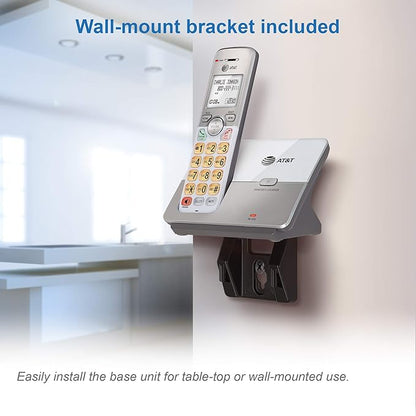 AT&T EL51303 3 Handset DECT 6.0 Cordless Home Phone Full-Duplex Handset Speakerphone,Backlit Display, Lighted Keypad,Caller ID/Call Waiting,Phonebook, Eco Mode,Voicemail Key,Quiet Mode,Intercom,Silver
