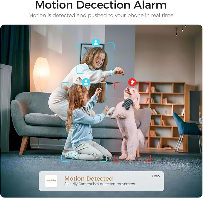 ARPHA 4K Indoor Security Camera, WiFi Pet Camera for Home Security with PIR Human Detection, Sound Detection, Night Version Two-Way Talk, Support TF Card & Cloud Storage