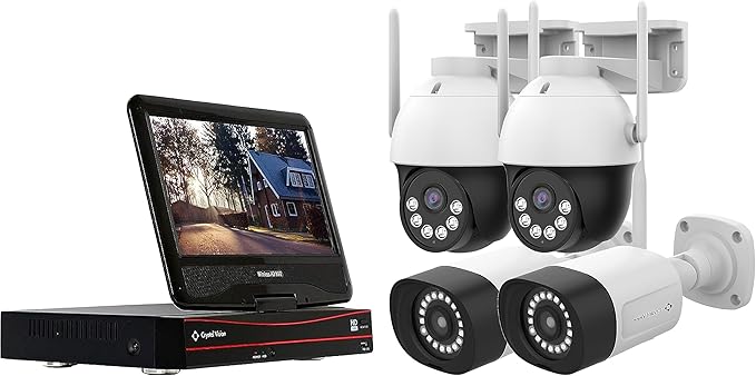 Crystal Vision Technology 8CH AI-Powered Floodlight & Two Way Audio Kit (2X Floodlight + 2X Pan-TilT Camera Kit)