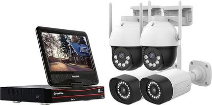 Crystal Vision Technology 8CH AI-Powered Floodlight & Two Way Audio Kit (2X Floodlight + 2X Pan-TilT Camera Kit)