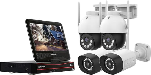 Crystal Vision Technology 8CH AI-Powered Floodlight & Two Way Audio Kit (2X Floodlight + 2X Pan-TilT Camera Kit)
