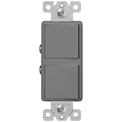 ENERLITES Gray Double Paddle Decorator 3-Way Switch, 15A, 1 Pack