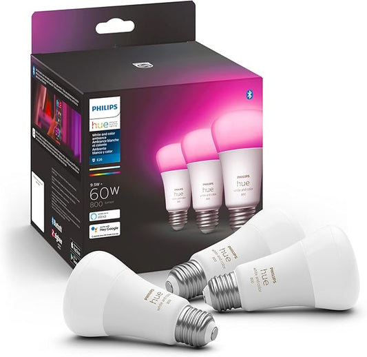 Philips Hue White and Color Ambiance A19 E26 LED Smart Bulb, Bluetooth & Zigbee & White & Color Ambiance BR30 LED Smart Bulbs, 16 Million Colors