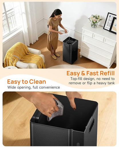 Mifasol Humidifier Large Room, 5.3Gal/20L Warm & Cool Mist Humidifiers for Home 1500 sq ft, Whole House Humidifier, Humidifiers for Bedroom Home Plants Office Large Areas, Black