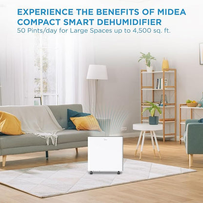 Midea 4,500 Sq. Ft. Dehumidifier with Pump Included 50 Pint - Ideal for Basements, Large & Medium Sized Rooms, and Bathrooms (Renewed)
