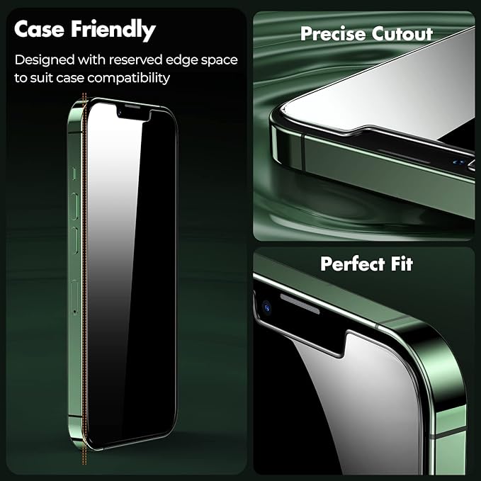 UNBREAKcable Privacy Screen Protector for iPhone 13 Pro Max/iPhone 14 Plus, Shatterproof Tempered Glass [True 28°Anti Spy] [9H Hardness] [Easy Installation Frame] Private Protector - 2 Pack