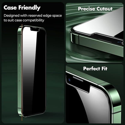 UNBREAKcable Privacy Screen Protector for iPhone 13 Pro Max/iPhone 14 Plus, Shatterproof Tempered Glass [True 28°Anti Spy] [9H Hardness] [Easy Installation Frame] Private Protector - 2 Pack