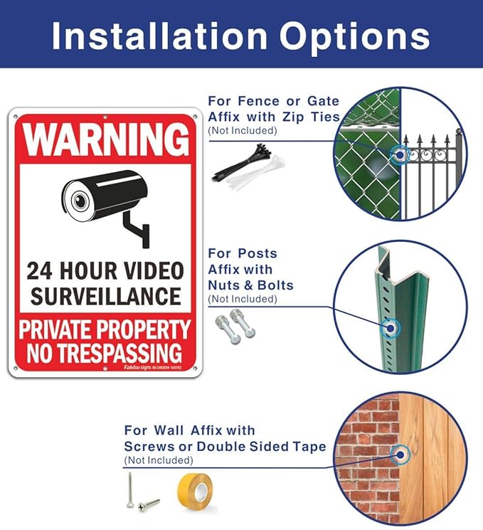 Faittoo 4 Pack No Trespassing, Private Property, Warning Signs - 10 x 7 Inches Reflective Aluminum, UV Protected, Weather Resistant, Durable Ink, Easy to Mount