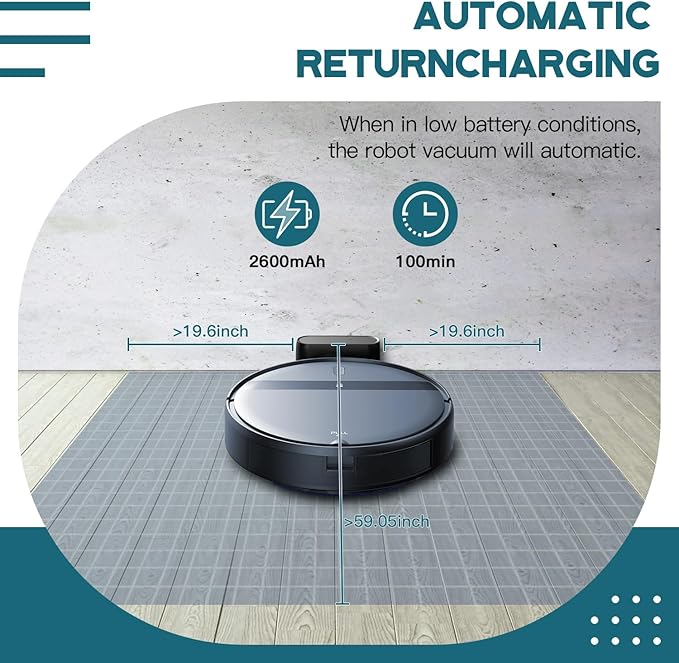 Kilgone Robot Vacuum Cleaner, Set Schedule, Automatic-Recharge, Quiet,Slim, Robotic Vacuum Tangle-Free, Ideal for Pet Hair/Carpet/Hard Floor