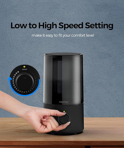 raydrop Humidifiers for Bedroom, raydrop Cool Mist Humidifiers for Babies, 1.0L Quiet Ultrasonic Humidifier, Space-Saving, Filterless, Auto Shut Off - (0.26 Gallon, US 110V)