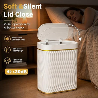 Ogikey Bathroom Trash Can with Lid, 5 Gallon Automatic Touchless Garbage Can, Motion Sensor Smart Trash Bin, Slim Waterproof Waste Bin for Living Room, Bedroom, Office, Kitche