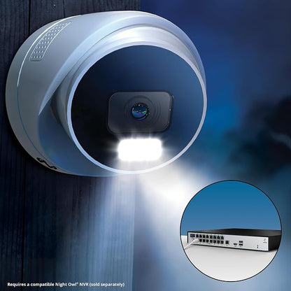 Night Owl Add On Wired IP 4K HD Indoor/Outdoor Deterrence Dome Cameras with 2-Way Audio (2 Pack)
