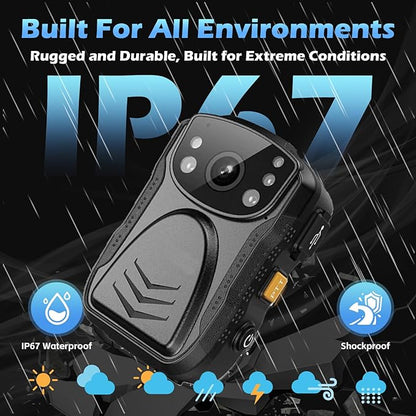 PatrolMaster 1296P Body Camera with 170° Night Vision, 3500mAh – Tamper-Proof Professional Commercial Grade for Security, Police, Legal Evidence (128GB)