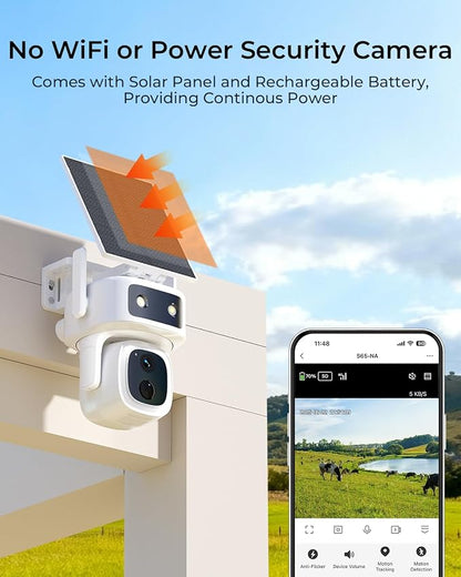 SANSCO 4G LTE Cellular Solar Security Camera, No WiFi, 360-Day Free Data