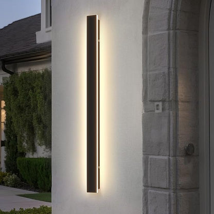 Modern Outdoor Wall Light, 47.3Inch 3000K-6000K Black LED Dimmable IP65 Waterproof with Remote Outdoor Linear Wall Sconces Exterior Lighting Fixture Porch Wall Light for House, Front Door